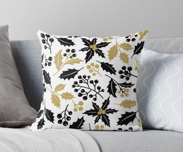 Winter Flowery Throw Pillow