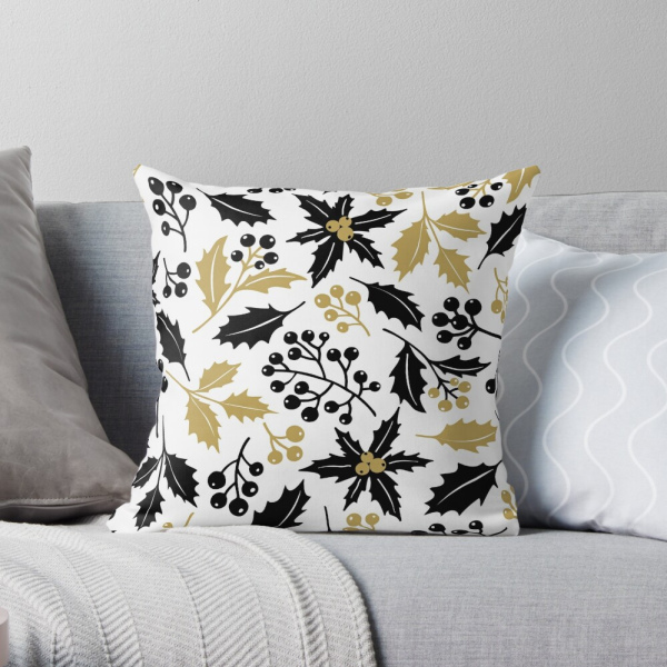 Winter Flowery Throw Pillow